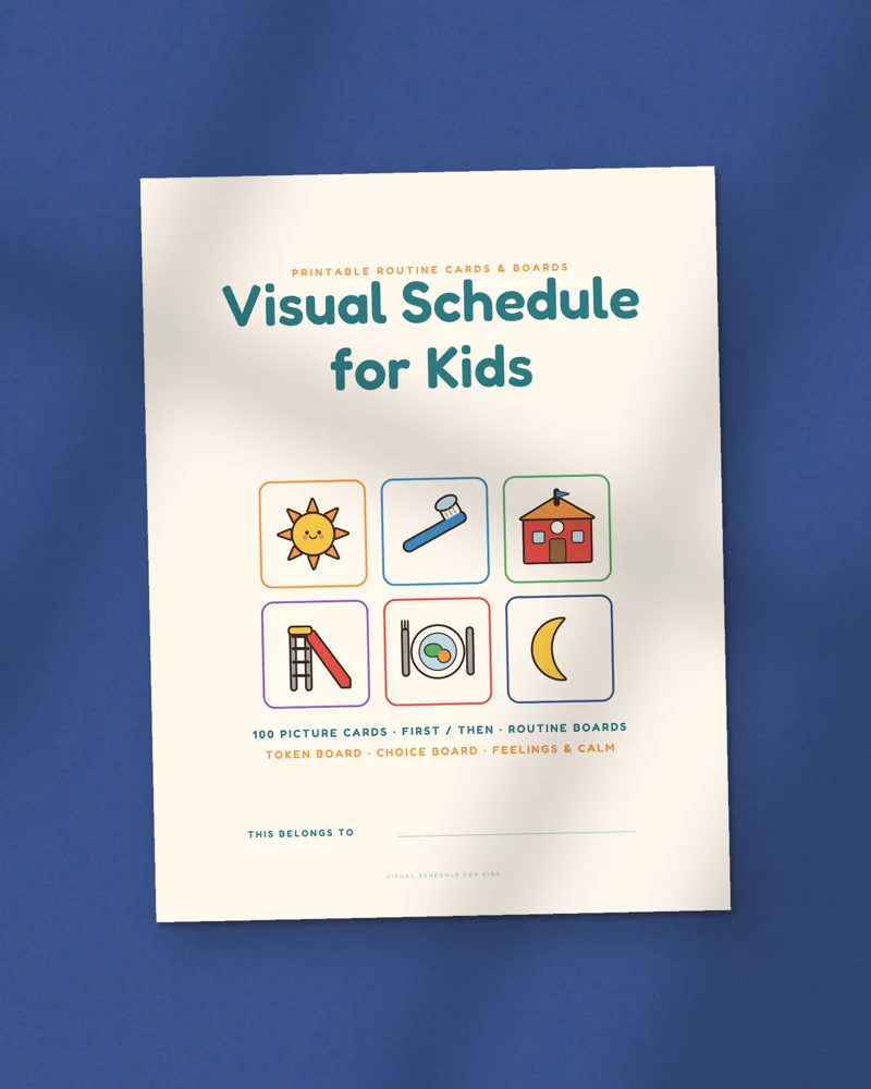 Visual Schedule for Kids: the cover, printed