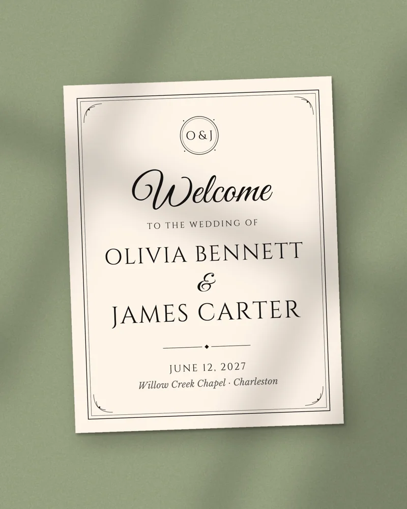 Editable Wedding Welcome Sign: the cover, printed