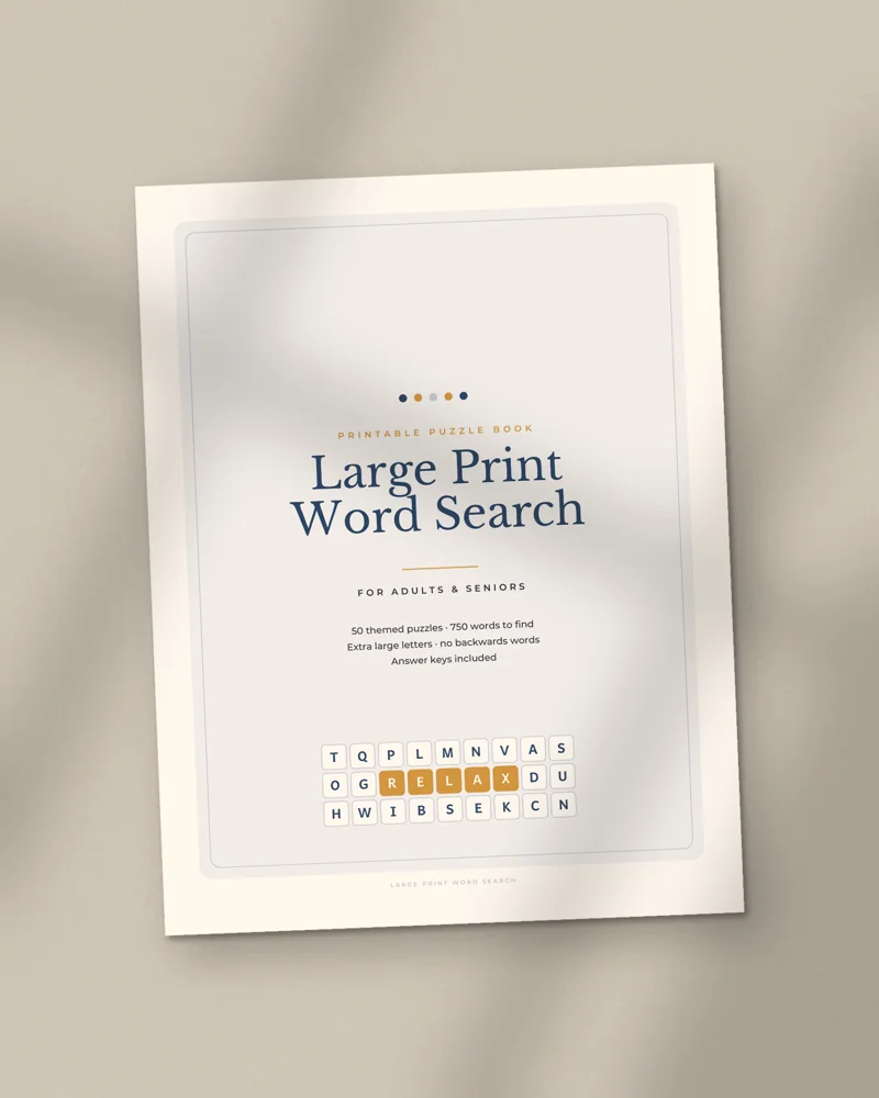 Large Print Word Search for Adults: the cover, printed