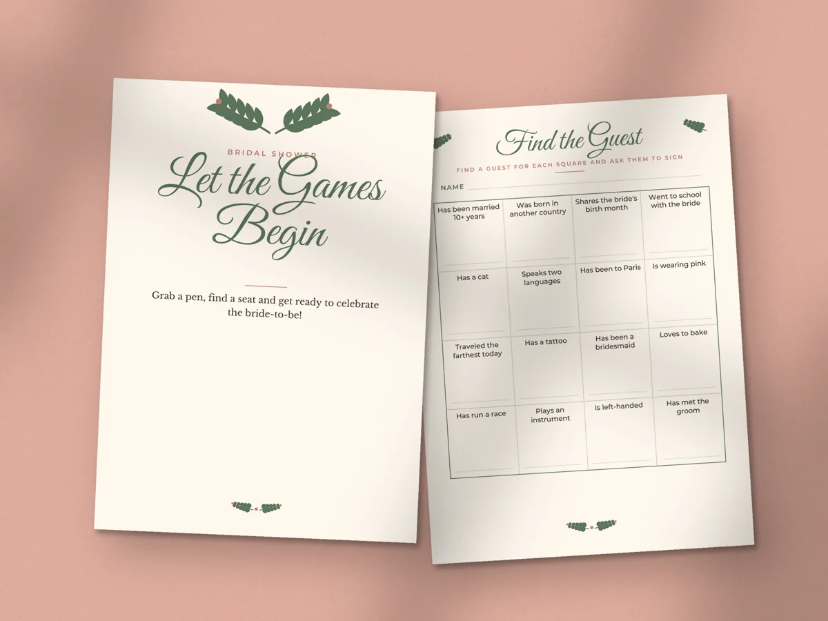 Bridal Shower Games Bundle: printed pages