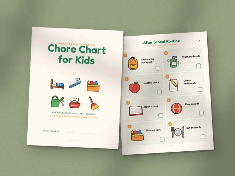 Picture Chore Chart Set for Kids: printed pages