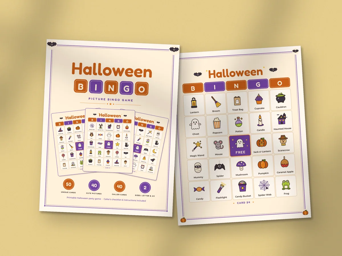 Halloween Picture Bingo: printed pages