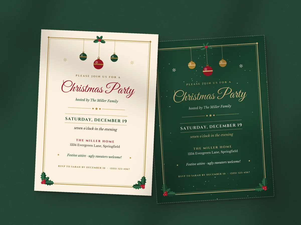 Editable Christmas Party Invitation: printed pages