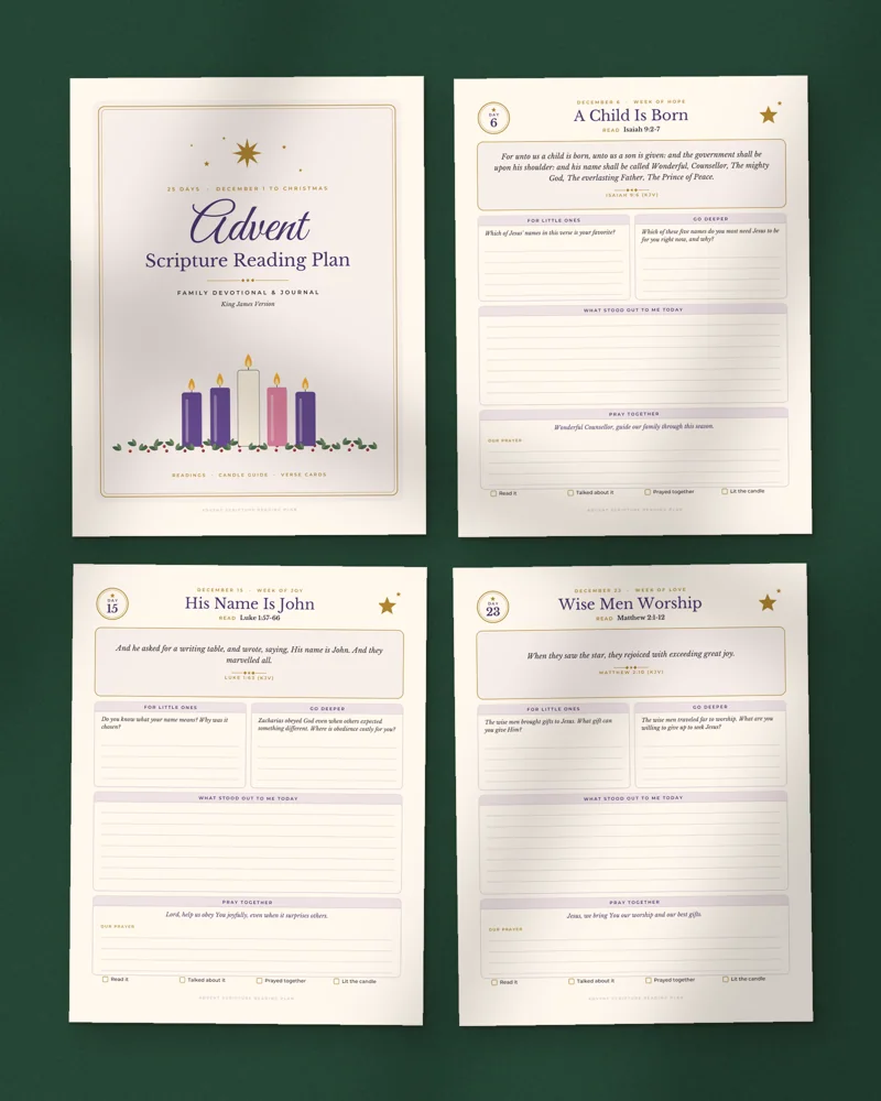 Advent Bible Reading Plan for Families: a selection of the pages inside