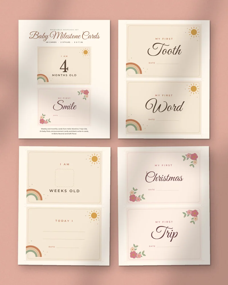 Baby Milestone Cards: a selection of the pages inside