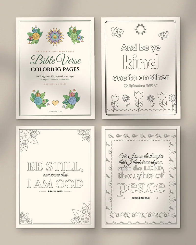 Bible Verse Coloring Pages: a selection of the pages inside