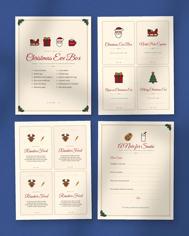 Christmas Eve Box Kit: a selection of the pages inside