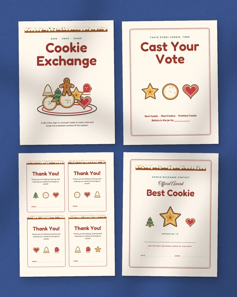 Christmas Cookie Exchange Party Kit: a selection of the pages inside