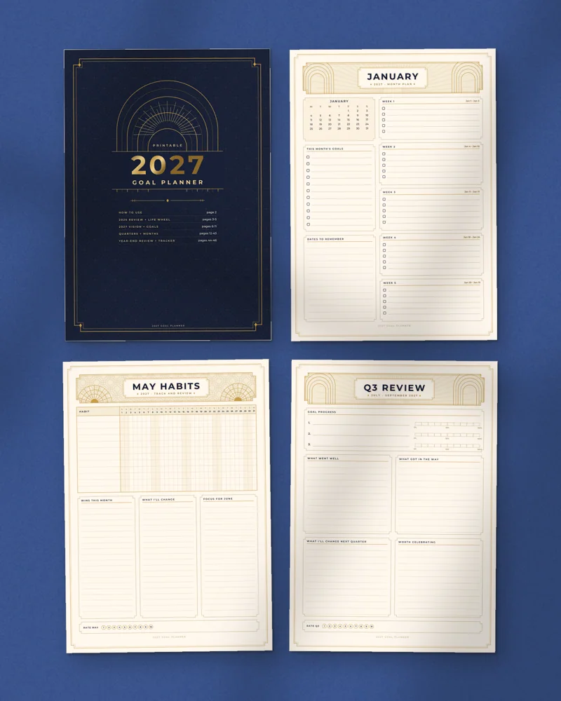 2027 Goal Planner: a selection of the pages inside