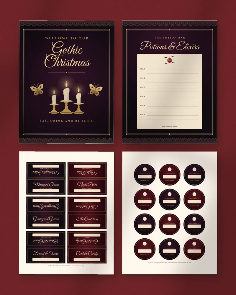 Gothic Christmas Party Kit: a selection of the pages inside