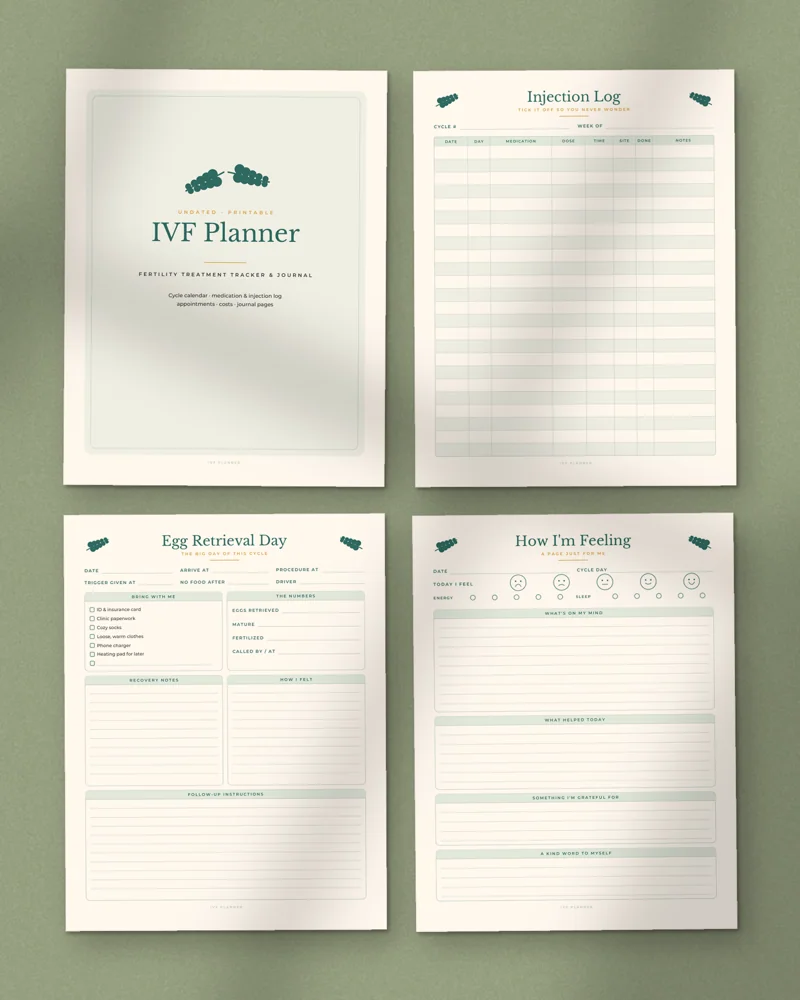 IVF Planner: a selection of the pages inside