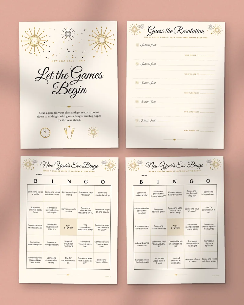 New Year's Eve Party Games 2027: a selection of the pages inside