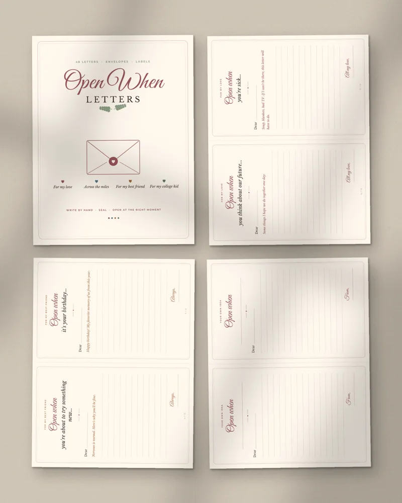 Open When Letters: a selection of the pages inside