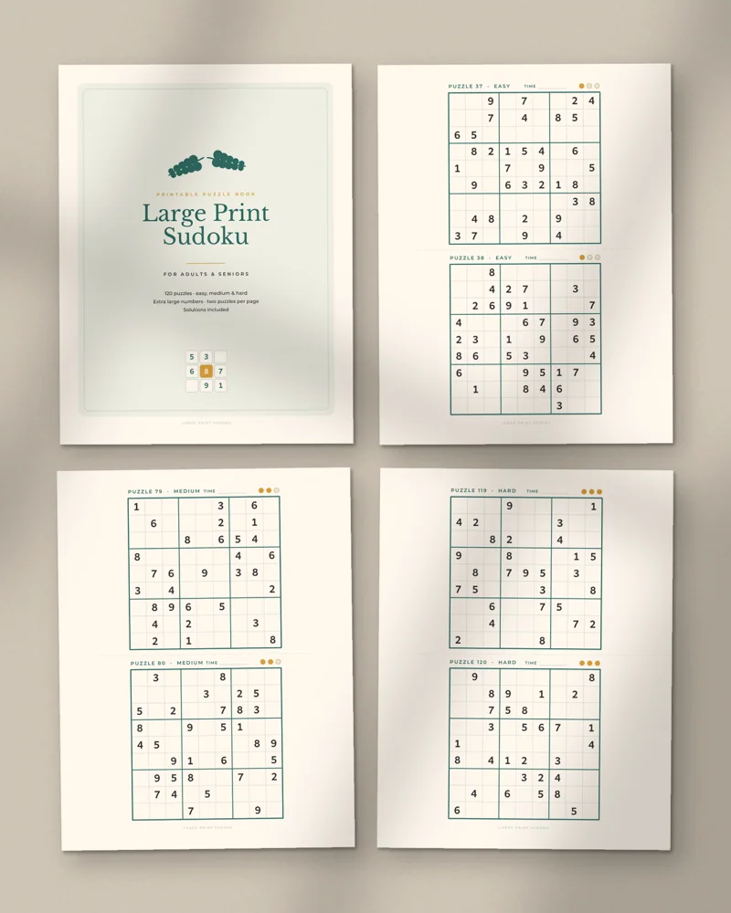 Large Print Sudoku Book: a selection of the pages inside