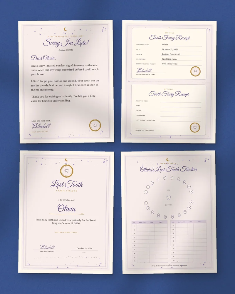 Editable Tooth Fairy Letter Kit: a selection of the pages inside