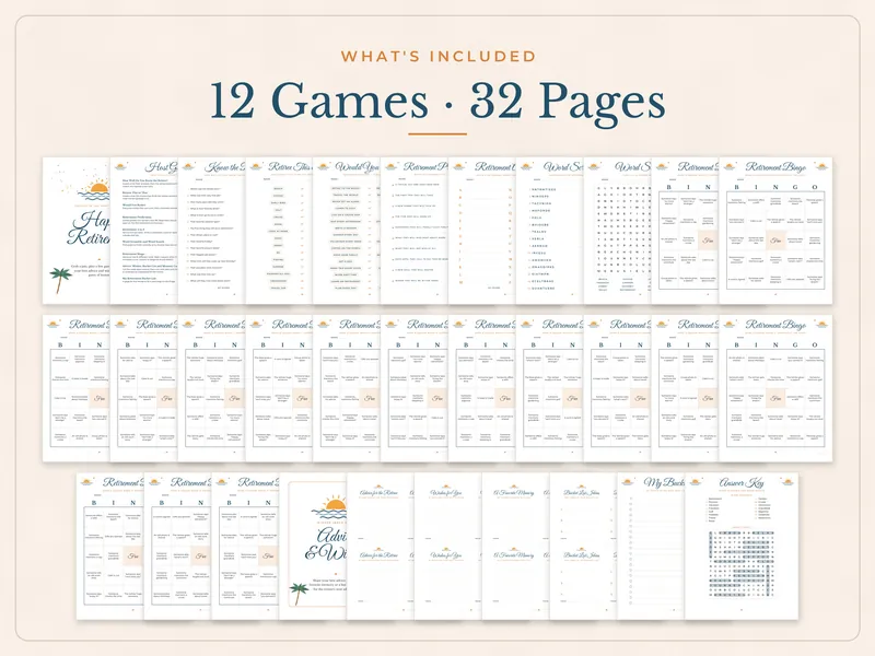 Retirement Party Games Bundle: what's included