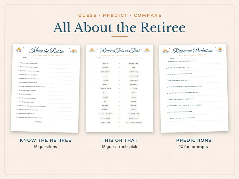 Retirement Party Games Bundle: guess