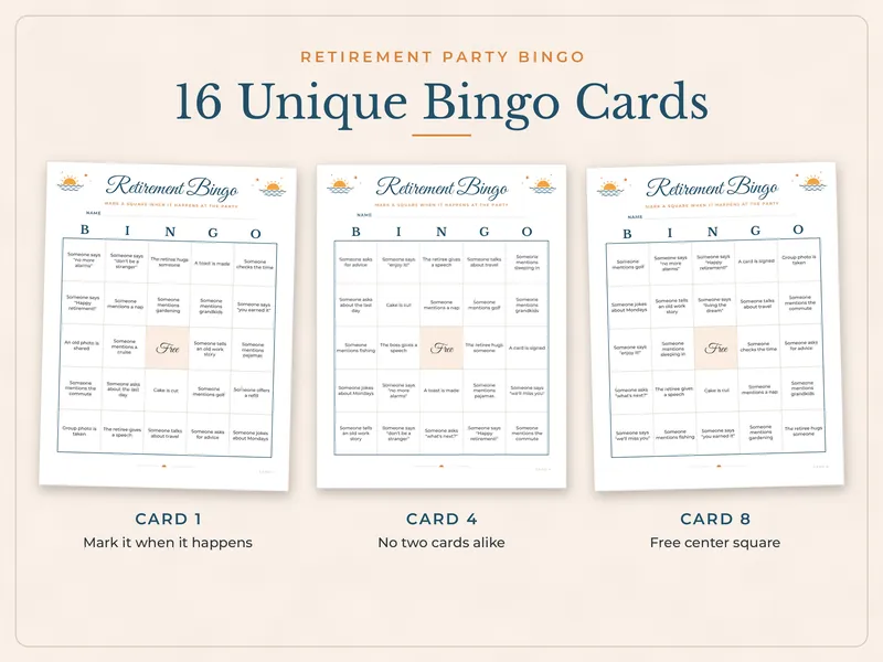 Retirement Party Games Bundle: bingo