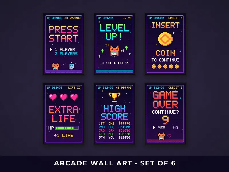 Retro Arcade Pixel Wall Art: overview