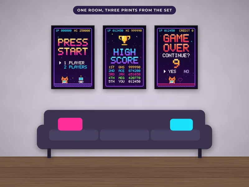 Retro Arcade Pixel Wall Art: room