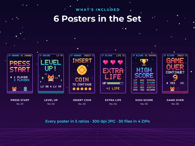 Retro Arcade Pixel Wall Art: included