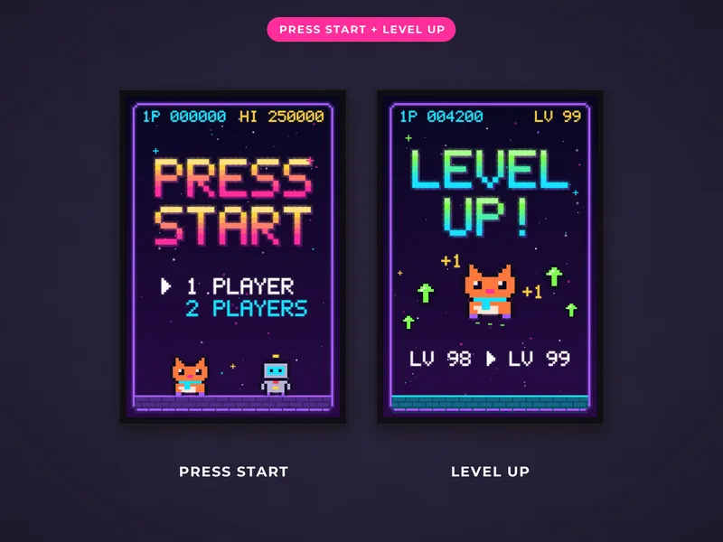 Retro Arcade Pixel Wall Art: start level