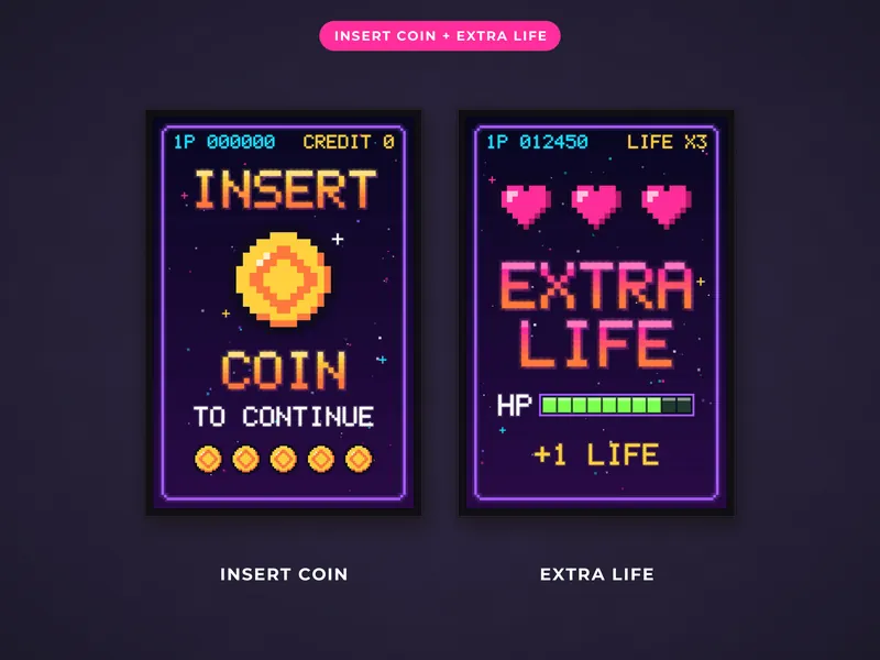 Retro Arcade Pixel Wall Art: coin life
