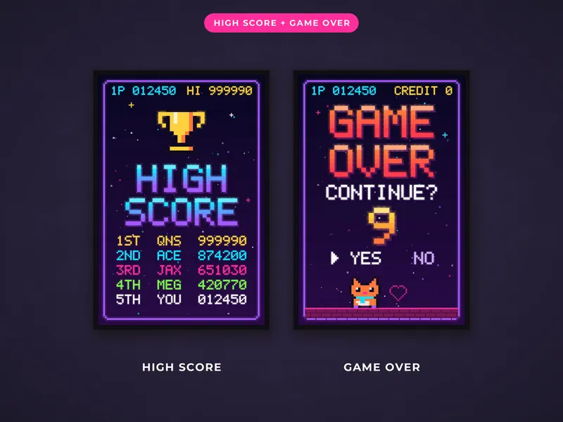 Retro Arcade Pixel Wall Art: score over
