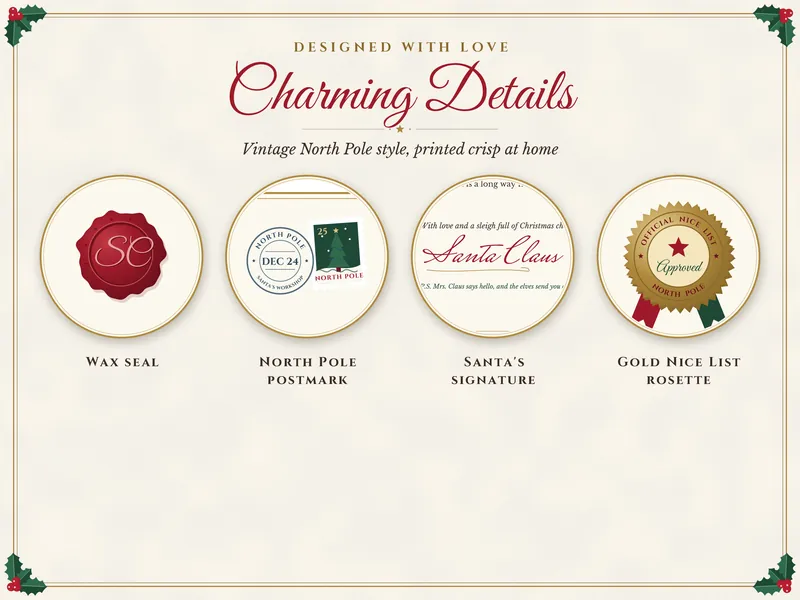 Editable Letter from Santa with Nice List Certificate: details