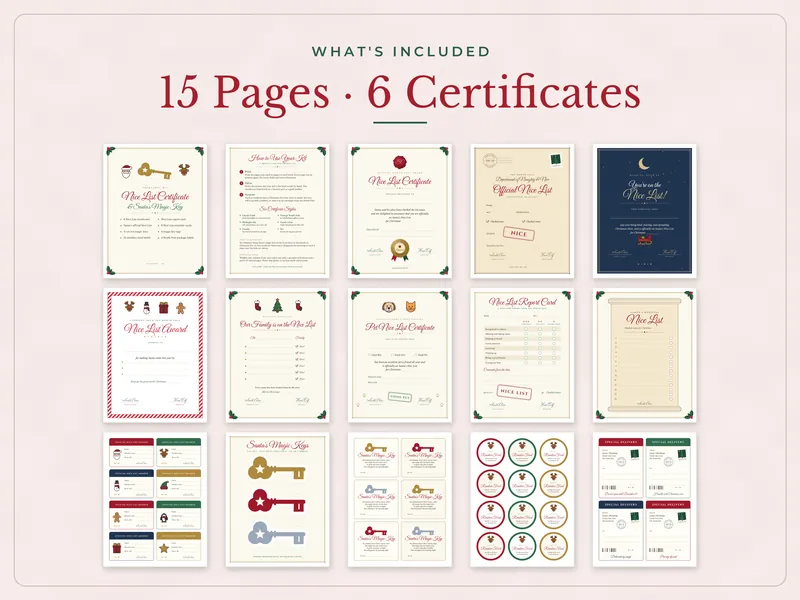 Nice List Certificate and Santa Key Kit: what's included