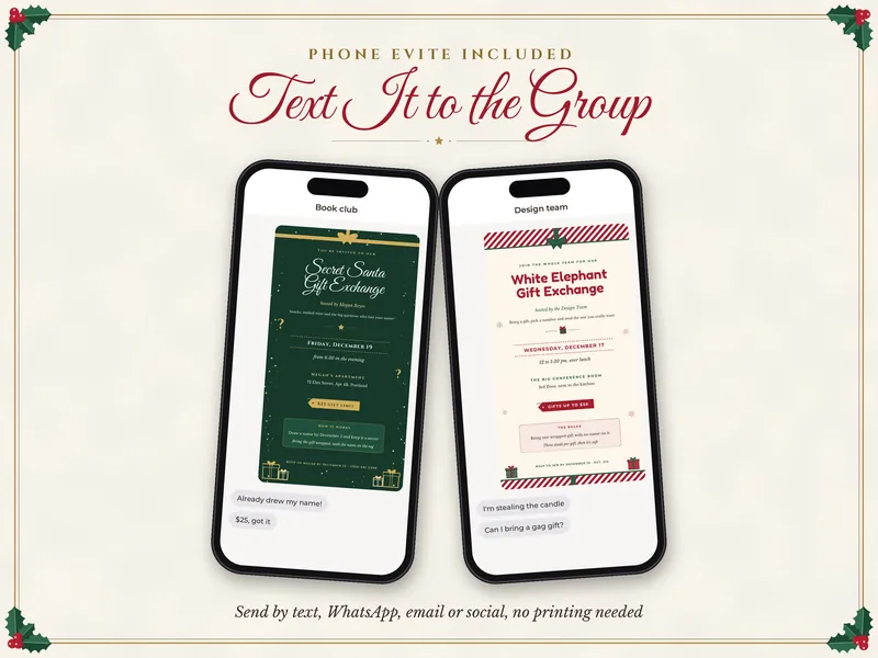 Editable Secret Santa Invitation: Evite