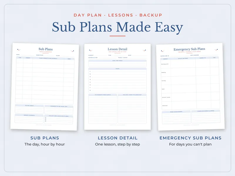 Substitute Teacher Binder: sub plans