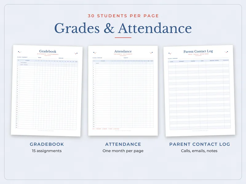 Teacher Planner 2026-2027: records