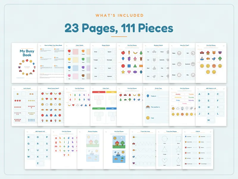 Toddler Busy Book: what's included