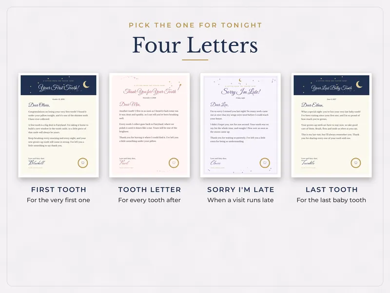 Editable Tooth Fairy Letter Kit: four letters