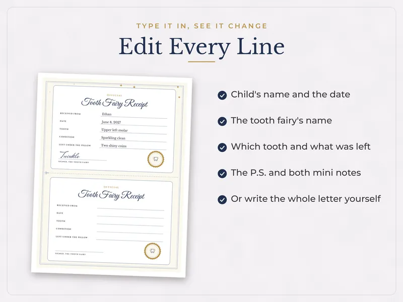 Editable Tooth Fairy Letter Kit: edit every line