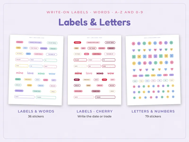 Toploader Deco Sticker Sheets: labels