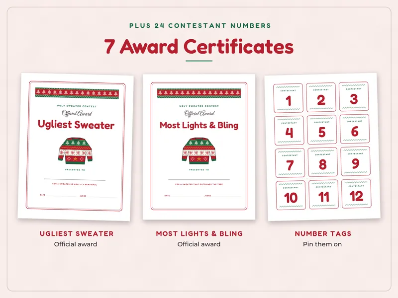 Ugly Sweater Party Games and Contest Kit: awards