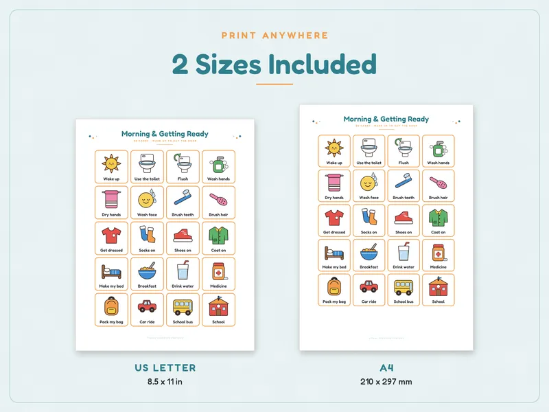 Visual Schedule for Kids: paper sizes