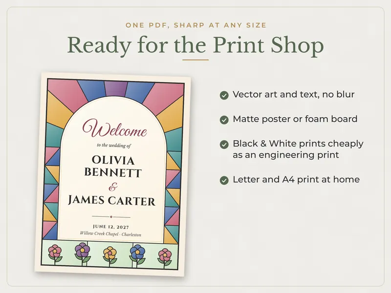 Editable Wedding Welcome Sign: print-ready