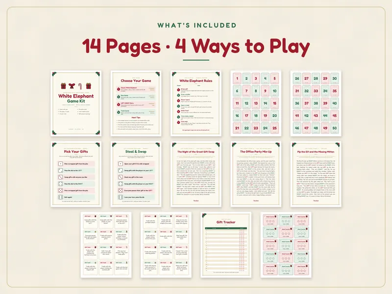 White Elephant Gift Exchange Game Kit: what's included