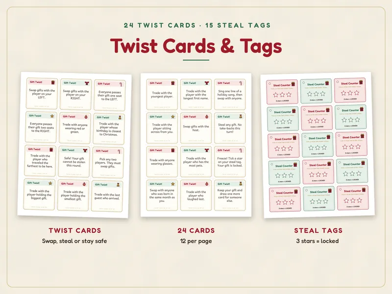 White Elephant Gift Exchange Game Kit: twists