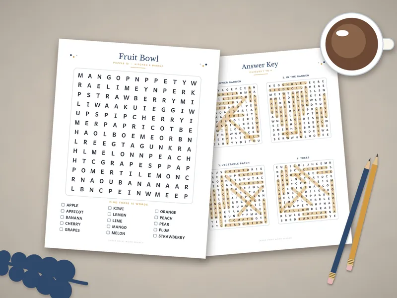Large Print Word Search for Adults: printed pages laid flat
