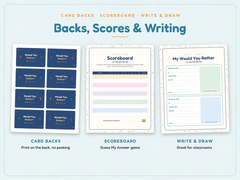 Would You Rather Cards for Kids: extras